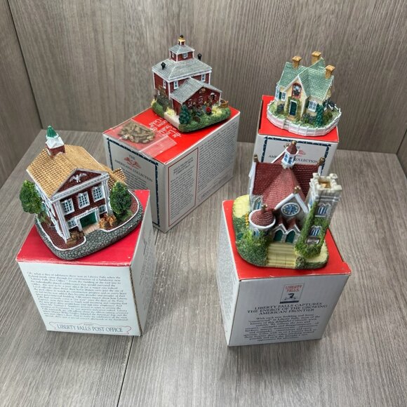 Liberty Falls Americana Collection 4-pc Miniature Village Buildings Vintage 1990 - Picture 2 of 11